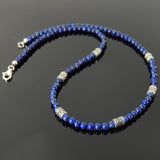 Men's Women Lapis Lazuli Sterling Silver Necklace Gemstone 925 Beads Clasp DiyNoion Handmade NK097