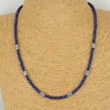 Men's Women Lapis Lazuli Sterling Silver Necklace Gemstone 925 Beads Clasp DiyNoion Handmade NK097
