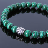 Mens Women Malachite 925 Sterling Silver Bracelet OM Bead DiyNotion Handmade BR672