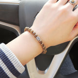 Men's Women Golden Agarwood Bracelet 925 Sterling Silver OM Bead DiyNotion Handmade BR673