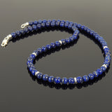 Men's Women Lapis Lazuli Sterling Silver Necklace Gemstone 925 Spacers Clasp DiyNoion Handmade NK093