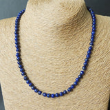 Men's Women Lapis Lazuli Sterling Silver Necklace Gemstone 925 Spacers Clasp DiyNoion Handmade NK093