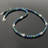 Men's Women Mixed Chrysocolla Lapis Sterling Silver Necklace Gemstone Beads Clasp DiyNoion Handmade NK095