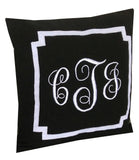 sofa pillow covers, Euro Sham 26x26 Inches Monogrammed embroidered pillows- black throw pillows -Decorative Pillow cover