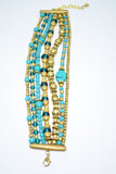 Brass Bracelet Handmade Bracelet Turquoise Paste Glass Seven Wires Bracelet Boho Bracelet Gift For Her Bracciale  in Ottone Turchese