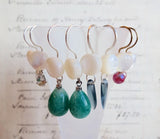Vintage Button Earrings, Mother of Pearl Buttons, MOP Earrings, Turquoise Milk Glass Beads, Hand Made Ear Wires, Silver Wire, MPE266