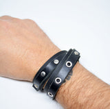 Leather Wrap Studded Bracelet Adjustable Leather Bracelet Black Leather Bracelet Unisex Gift Gift For Him Gift for Her Bracciale Uomo