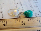Vintage Button Earrings, Mother of Pearl Buttons, MOP Earrings, Turquoise Milk Glass Beads, Hand Made Ear Wires, Silver Wire, MPE266