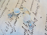 Vintage Button Earrings, Mother of Pearl Buttons, MOP Earrings, Vintage Rhinestone Tear Drops, Hand Made Ear Wires, Silver Wire, MPE265