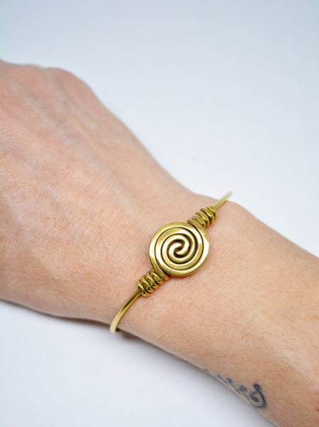 Brass Cuff Wire Spiral Brass Bracelet Spiral Motif Adjustable Bracelet Brass Cuff Bracciale in Ottone Gift for Her Mother's Day Gift