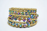 Brass Wrap Bracelet Memory Wrap Bracelet Crystal Multicolor Coil Bracelet Wire Wrap Jewelry Boho Bracelet Gift For Her Women Gift Bracciale