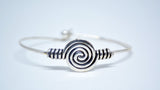 Womens Wire Cuff Adjustable Brass Bracelet Spiral Motif Silver Cuff Bracciale in Ottone Gift for Her Easter Gift Mother's Day Gift
