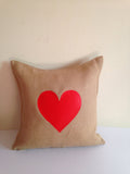 20% Red Heart Pillows, Valentine Unique Gifts for her, Girl Friend Gift, Burlap Pillow covers, Rustic Heart Pillows
