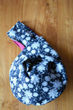 Wrist Bag Flowers Print Cotton Bag Boho Black Wrist-Bag Handbag Natural Hippie Women Accessories Gift for Her Borsetta da Polso