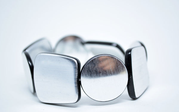 Bangle Bracelet Resin Bracelet Geometrical Shape Expandable Bracelet Silver Color Bracciale Elastico Gift for Her Women Gift