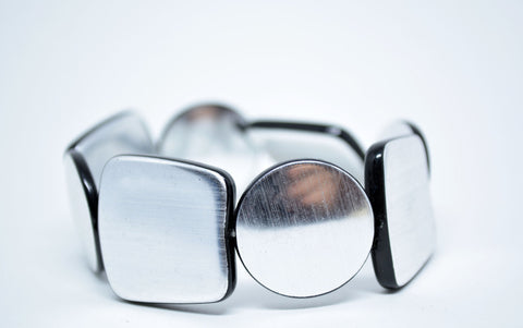 Bangle Bracelet Resin Bracelet Geometrical Shape Expandable Bracelet Silver Color Bracciale Elastico Gift for Her Women Gift