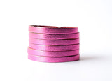 Leather Bracelet/Original Sliced Cuff/Hot Pink Metallic