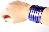 Leather Bracelet/Original Sliced Cuff/Metallic Purple