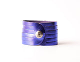Leather Bracelet/Original Sliced Cuff/Metallic Purple