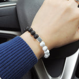 Men's Women Lava Rock White Howlite Bracelet 925 Sterling Silver Cube Bead DiyNotion Handmade BR677