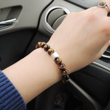 Men's Women Brown Tiger Eye Bracelet 925 Sterling Silver Cube Bead DiyNotion Handmade BR686