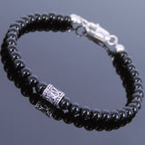 Men's Women Black Onyx 925 Sterling Silver Bracelet Bead Clasp Gemstone DiyNotion Handmade BR680