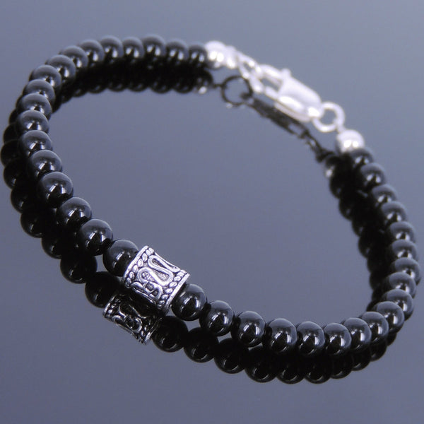 Men's Women Black Onyx 925 Sterling Silver Bracelet Bead Clasp Gemstone DiyNotion Handmade BR680