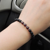 Men's Women Matte Black Onyx Garnet Bracelet 925 Sterling Silver Spacers DiyNotion Handmade BR681