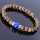 Men's Women Golden Agarwood Lapis Bracelet 925 Sterling Silver Spacers DiyNotion Handmade BR682