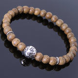 Men's Women Golden Agarwood Bracelet 925 Sterling Silver OM Bead DiyNotion Handmade BR684