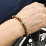 Men's Women Golden Agarwood Bracelet 925 Sterling Silver OM Bead DiyNotion Handmade BR684