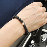 Men's Women Lava Rock Bracelet 925 Sterling Silver Cube Bead DiyNotion Handmade BR685