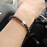 Men's Women Smokey Quartz Bracelet Gemstone 925 Sterling Silver Cube DiyNotion BR690
