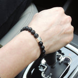 Men's Women Matte Black Onyx Lava Rock Bracelet 925 Sterling Silver Cube Bead DiyNotion Handmade BR676