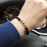 Men's Women Matte Black Onyx Black Rutilated Quartz Bracelet 925 Sterling Silver Spacers DiyNotion Handmade BR678