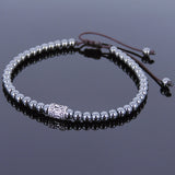 Men's Women Hematite Adjustable Bracelet 925 Sterling Silver Bead DiyNotion BR679
