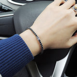 Men's Women Hematite Adjustable Bracelet 925 Sterling Silver Bead DiyNotion BR679