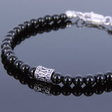Men's Women Black Onyx 925 Sterling Silver Bracelet Bead Clasp Gemstone DiyNotion Handmade BR680