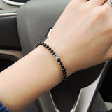 Men's Women Black Onyx 925 Sterling Silver Bracelet Bead Clasp Gemstone DiyNotion Handmade BR680