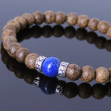 Men's Women Golden Agarwood Lapis Bracelet 925 Sterling Silver Spacers DiyNotion Handmade BR682
