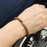Men's Women Golden Agarwood Bracelet 925 Sterling Silver Buddha DiyNotion Handmade BR683