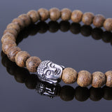 Men's Women Golden Agarwood Bracelet 925 Sterling Silver Buddha DiyNotion Handmade BR683