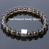 Men's Women Smokey Quartz Bracelet Gemstone 925 Sterling Silver Cube DiyNotion BR690