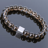 Men's Women Smokey Quartz Bracelet Gemstone 925 Sterling Silver Cube DiyNotion BR690