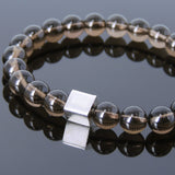 Men's Women Smokey Quartz Bracelet Gemstone 925 Sterling Silver Cube DiyNotion BR690