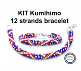 Kumihimo KIT pattern tutorial 12 Strand USA Flag bracelet