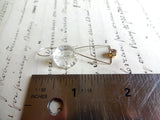 Vintage Clear Glass Button Earrings, Glass Antique Buttons, Handmade Dangle Earrings, Rhinestone Earrings, Silver Rhinestone Drops, CGE132
