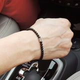 Men's Women Matte Black Onyx Adjustable Bracelet 925 Sterling Silver Bead DiyNotion BR695