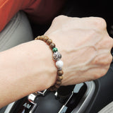 Men's Women Golden Agarwood Malachite White Howlite Bracelet 925 Sterling Silver Lotus Bead DiyNotion Handmade BR698