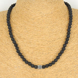 Men's Women Lava Rock Sterling Silver Cube Necklace DiyNoion Handmade NK098